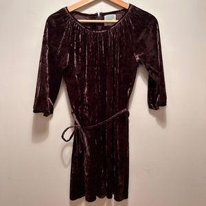 Girls PEEK Fleur des champs velvet dress, plumb, 12